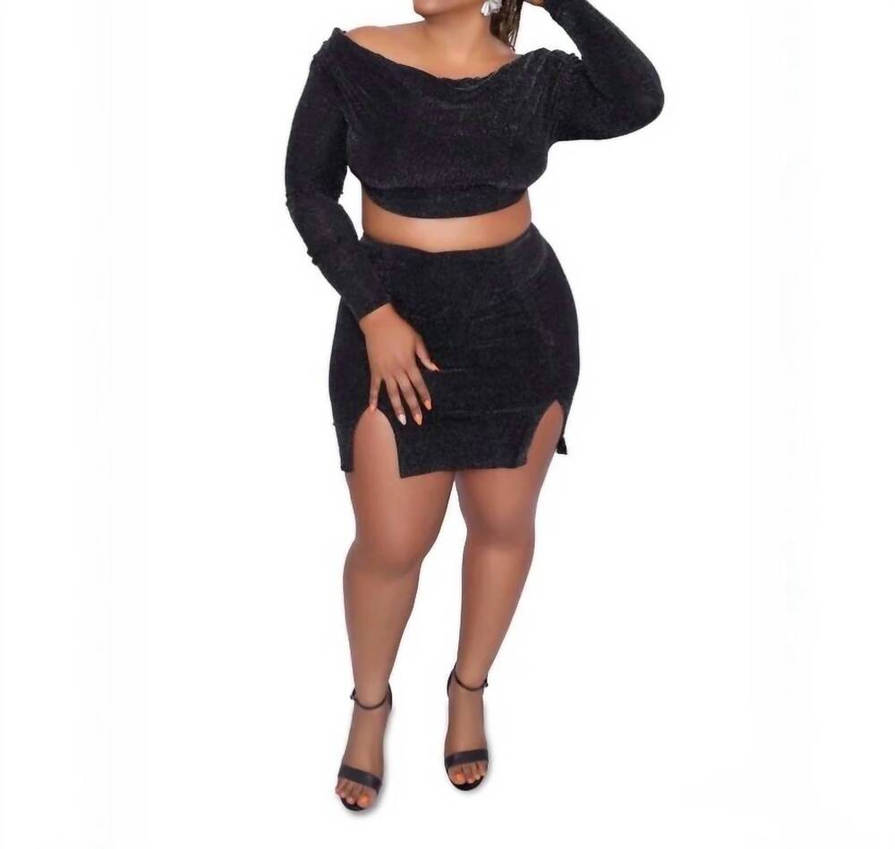 NEW HER BOTARRI sparkle skirt set in black